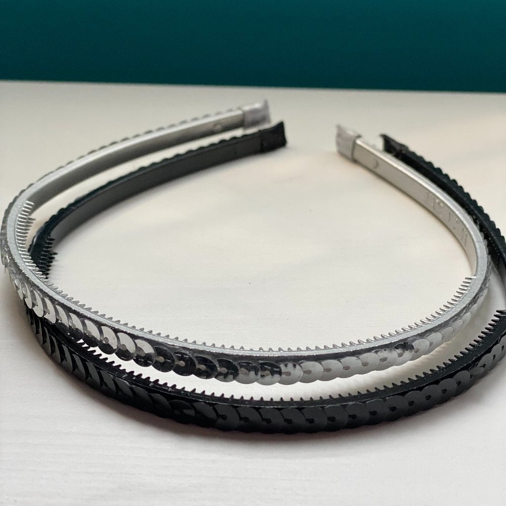 Silver and Black Sparkling Headbands